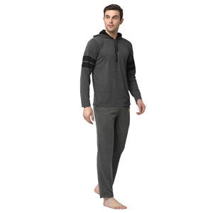 Cotton Blend Track Suit For Men With Hodded Full Sleeve T-Shirt and Track Pant