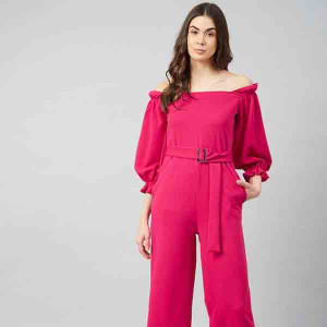 Women Pink Solid Jumpsuit