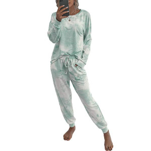 Women's Pajama Sets Tie Dye Sweatsuit Long Sleeves Pullover Sleepwear Set 2 Pcs Lounge Jogger Set Nightwear