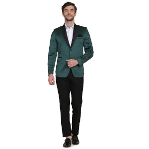 Green Solid Formal Blazer